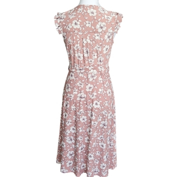 Monteau Los Angeles Floral Button-Front Tie-Waist Dress - Dusty Rose - Picture 4 of 6